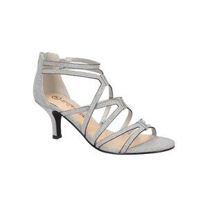 Bella Vita Womens Karlette Dress Sandals Silver 8W Stiletto Heel MSRP $85